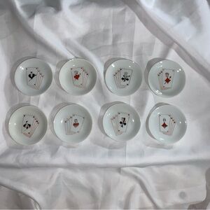 SET of EIGHT mini hand painted PLAYING CARD plates GDA LIMOGES
